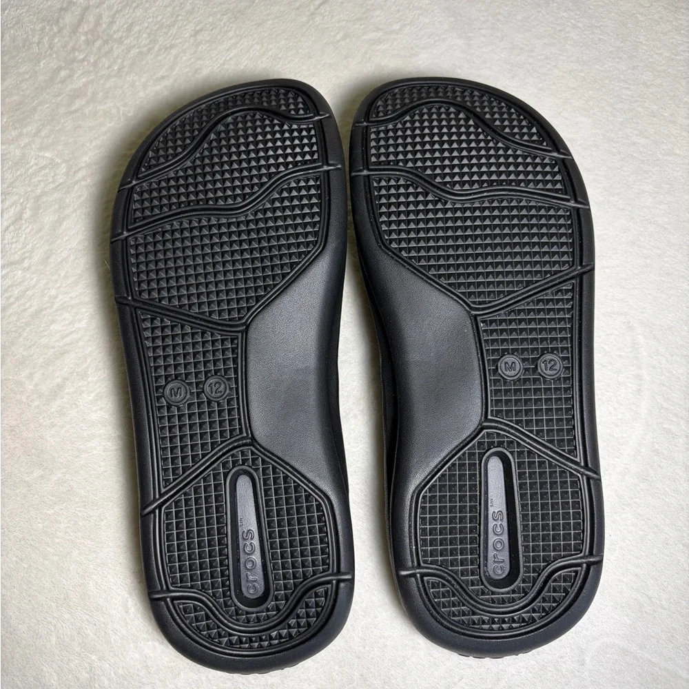 CROCS Lite Rider‎  Men’s Black Flip-Flops Shoes Sz 12